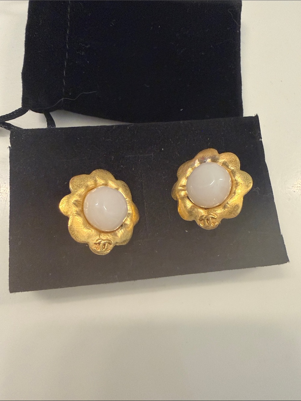 Chanel Gold-Tone Flower Clip-on Earrings